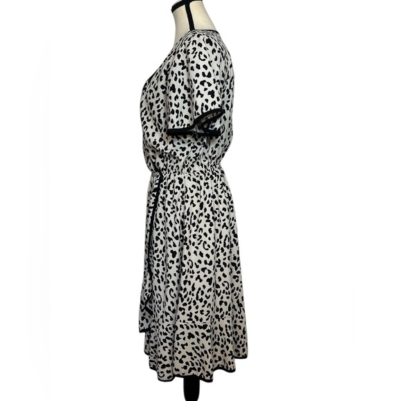 Slate and Willlow women’s size large Leopard Print faux Wrap Dress lined - Picture 6 of 13